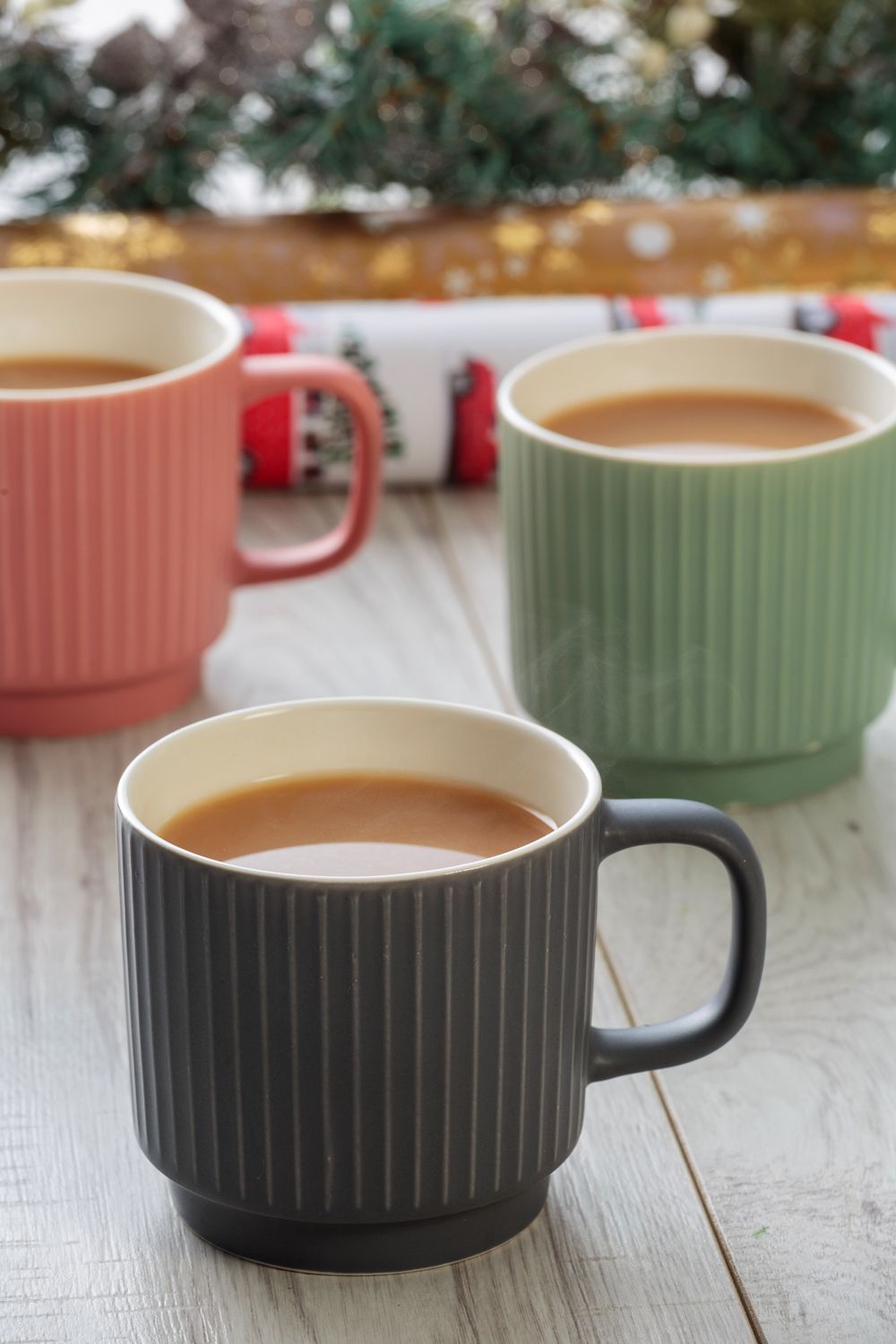 Mason Cash Embossed Line Set of 6 Mugs Charcoal