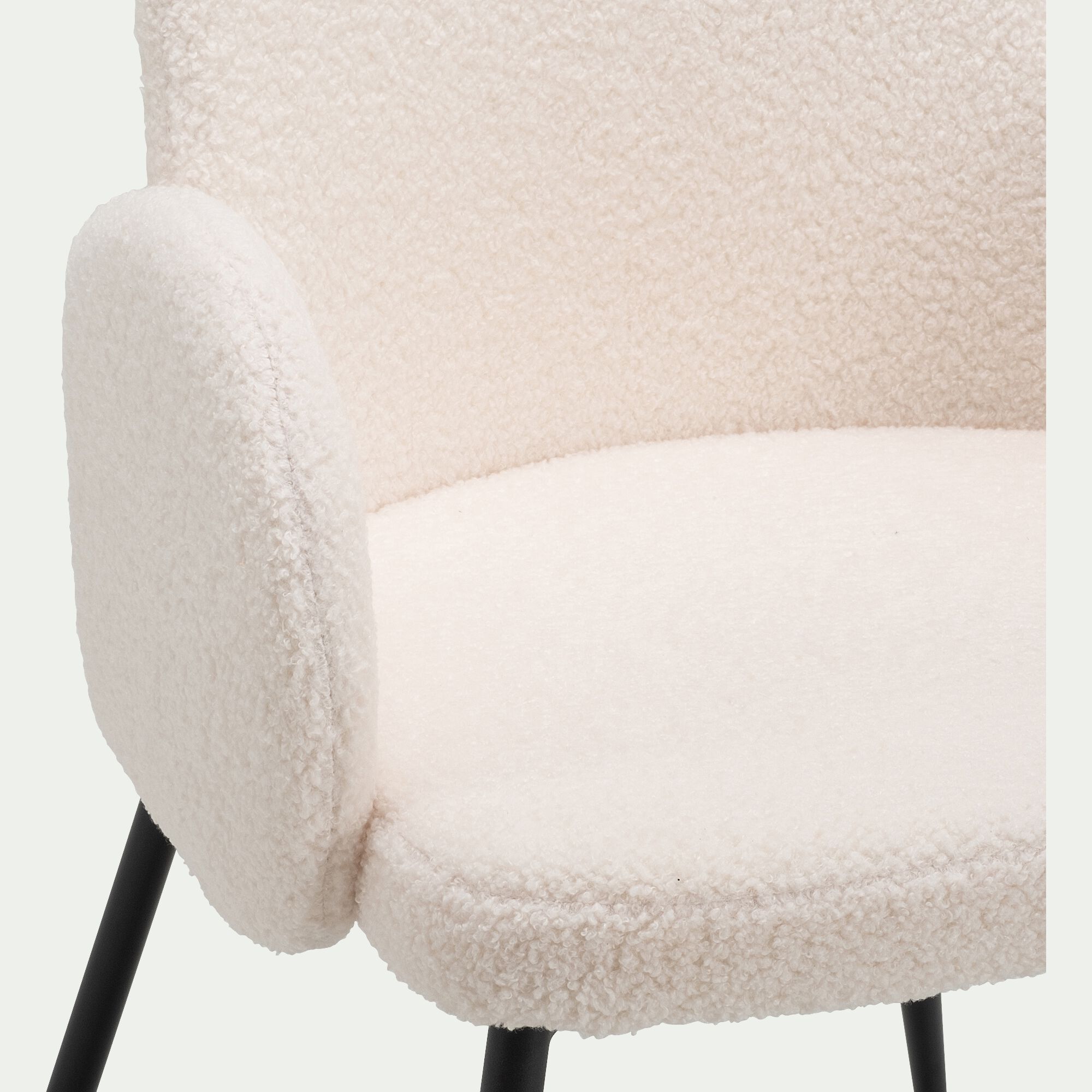 LOUMI - Chaise en tissu bouclette avec accoudoirs - blanc