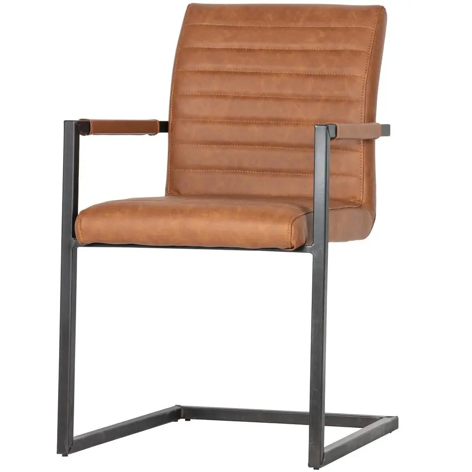 WOOOD Bas Eetkamerstoelen - Pu - Cognac - Set van 2