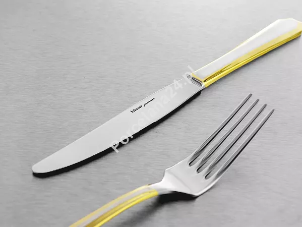 Komplet sztućców 24 cz. na 6 osób Hisar - Riva Gold (4.0/3.0 mm) złocone