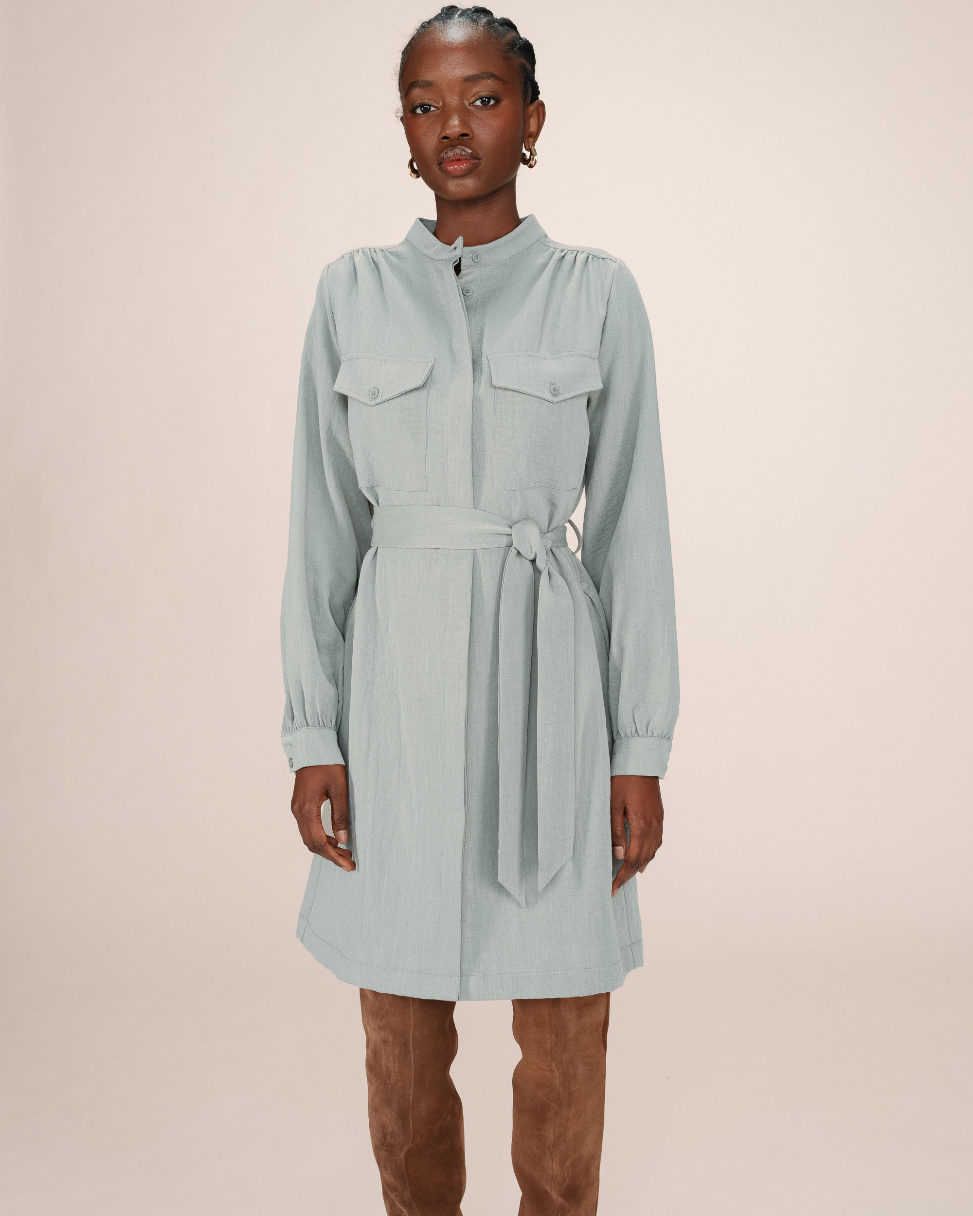 Robe chemise courte sauge Serbia