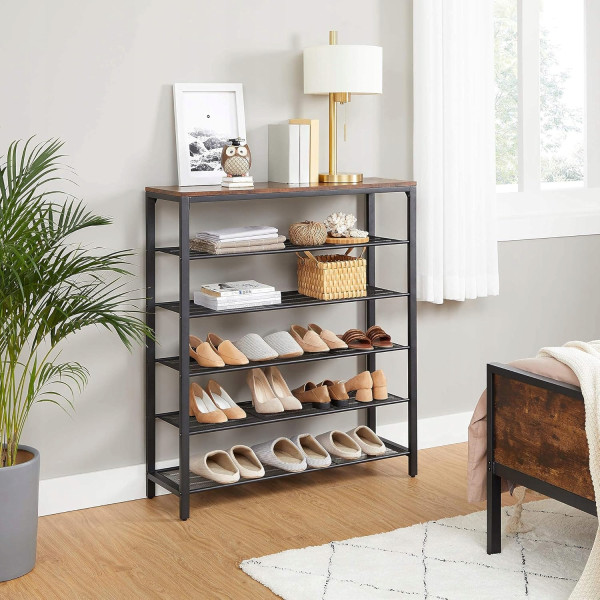 Regał na Buty z Półką Rustykalna Szafka na Obuwie Vintage Loft Do Holu