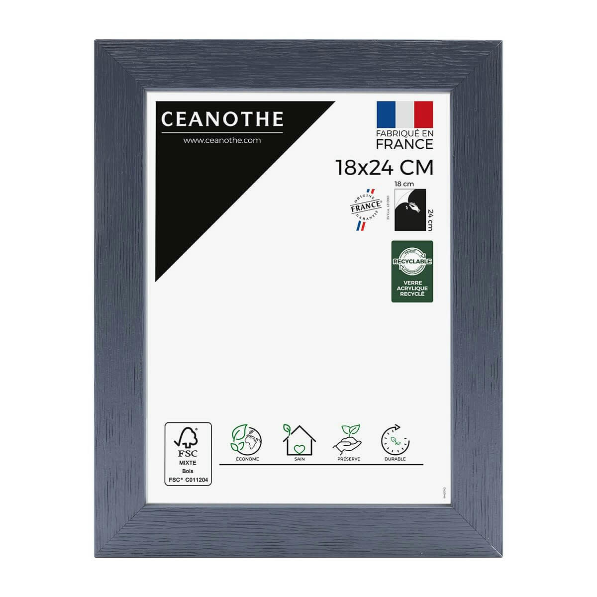 KARMA - Cadre photo gris bleuté 18x24 cm bois reconstitué fsc