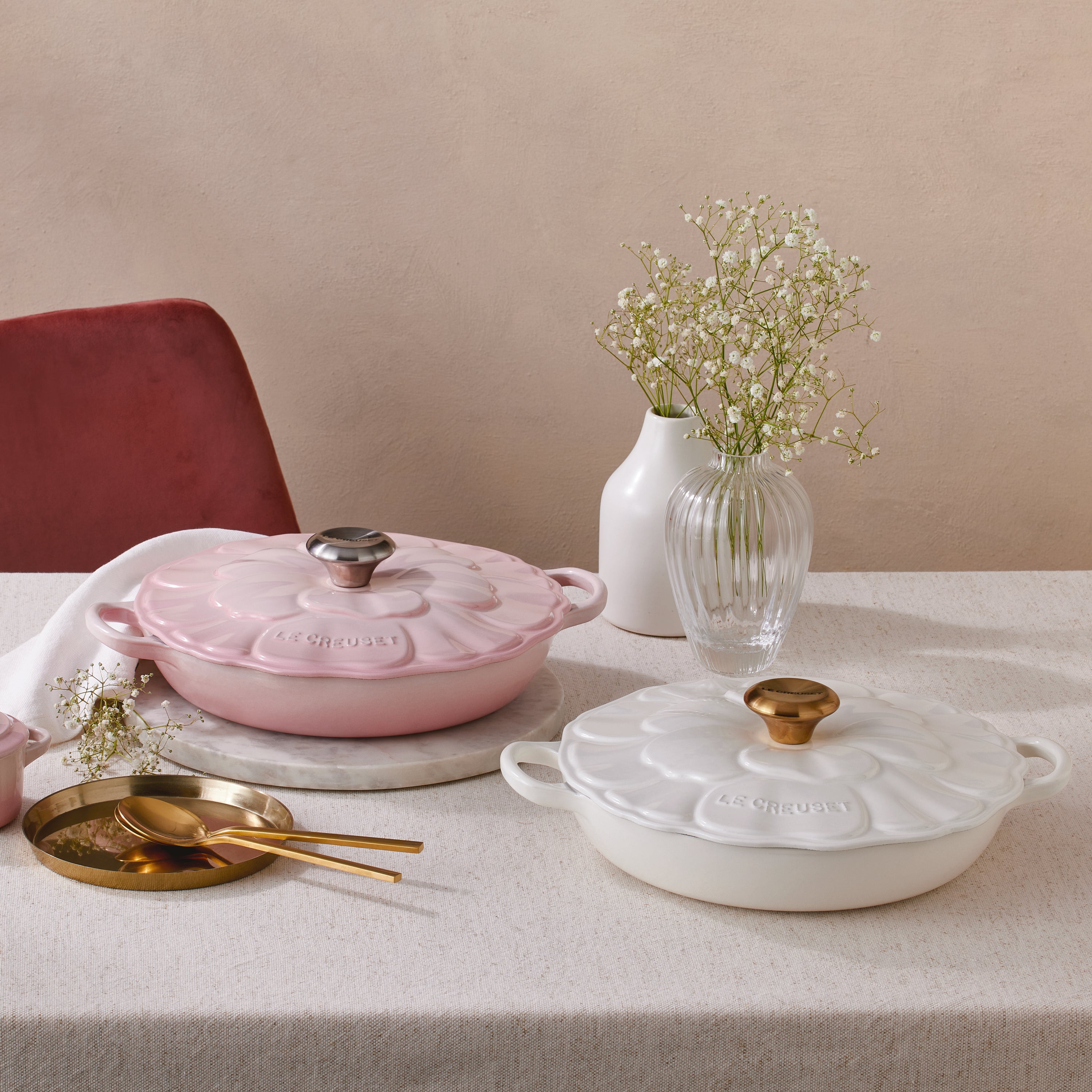 Le Creuset Campagnard Braad/Stoofpan Ø 26 cm - Bloesem - Shell Pink