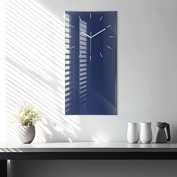 Horloge murale Wallfluent 30x60 cm Aiguilles blanches Bleu marine 1 pcs