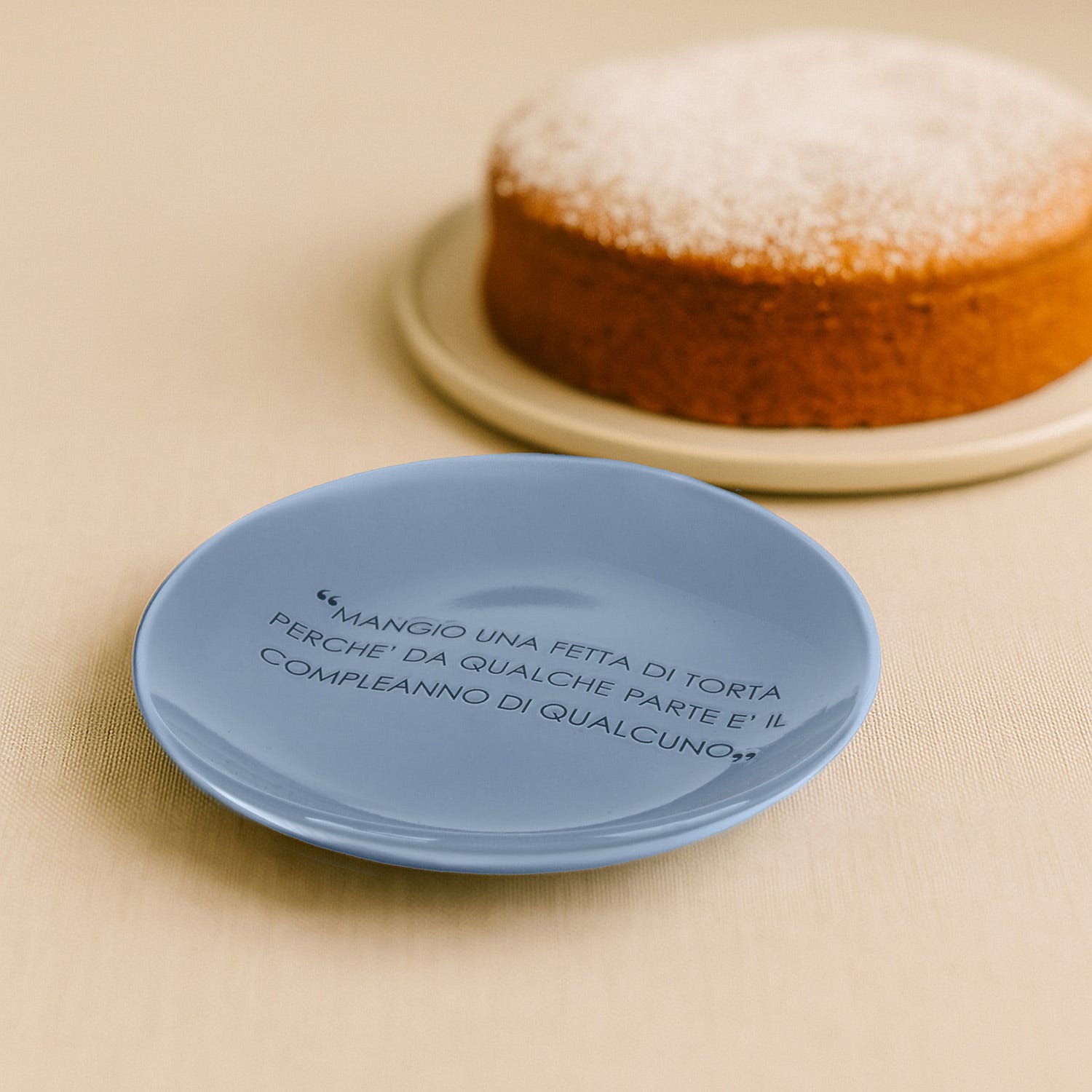 Piatto frutta blu 19 cm stoneware scritta Quotes