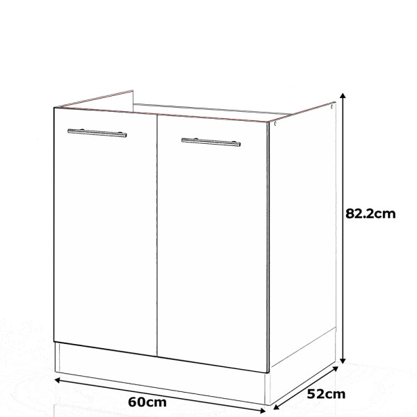 Szafka kuchenna dolna drewniana pod zlew 60cm spremium wotan