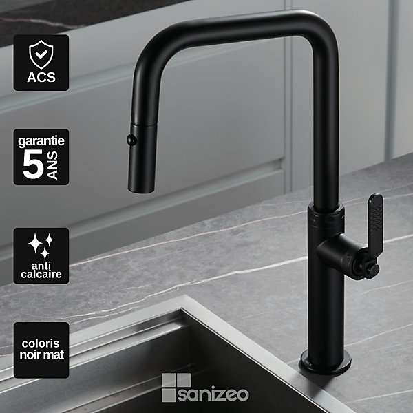 Mitigeur de Cuisine avec Douchette NIZA Noir Mat - GCE027/NG IMEX PRODUCTS