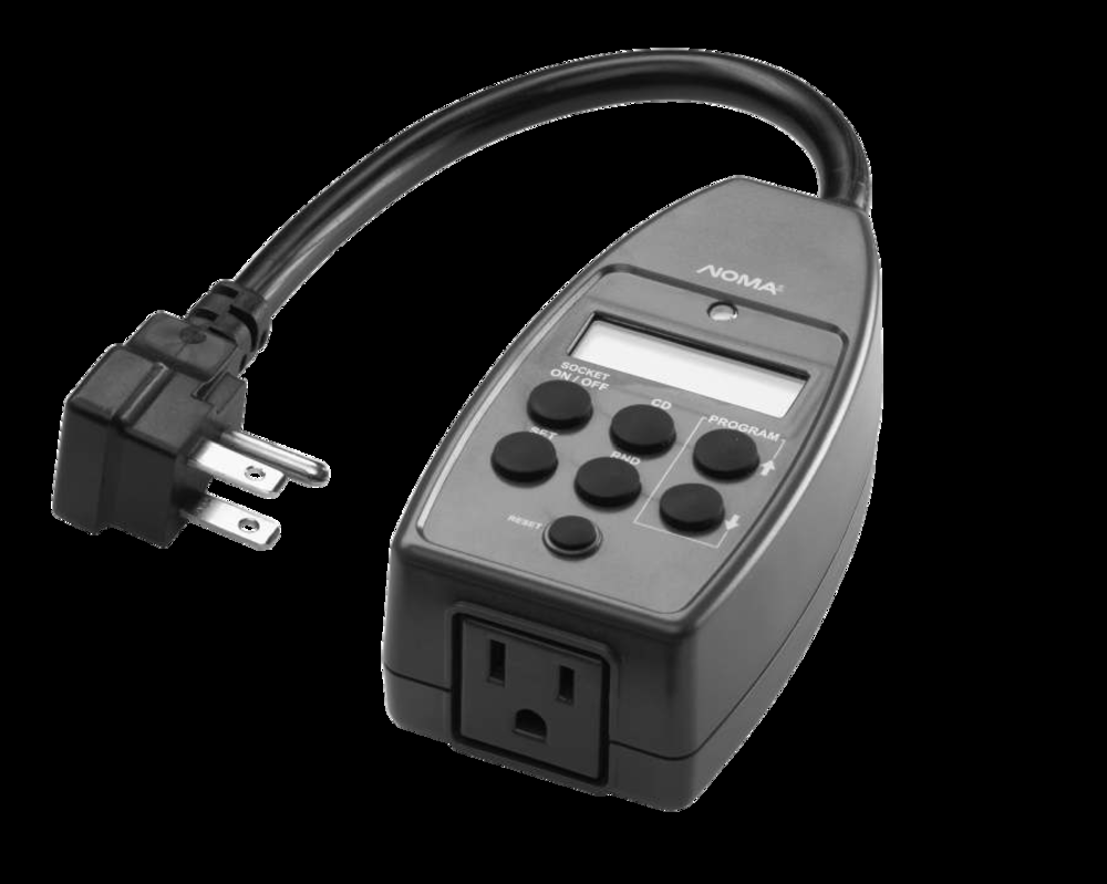 NOMA Outdoor Digital Timer, 20 Programmable settings, 2 Grounded Outlets, Black