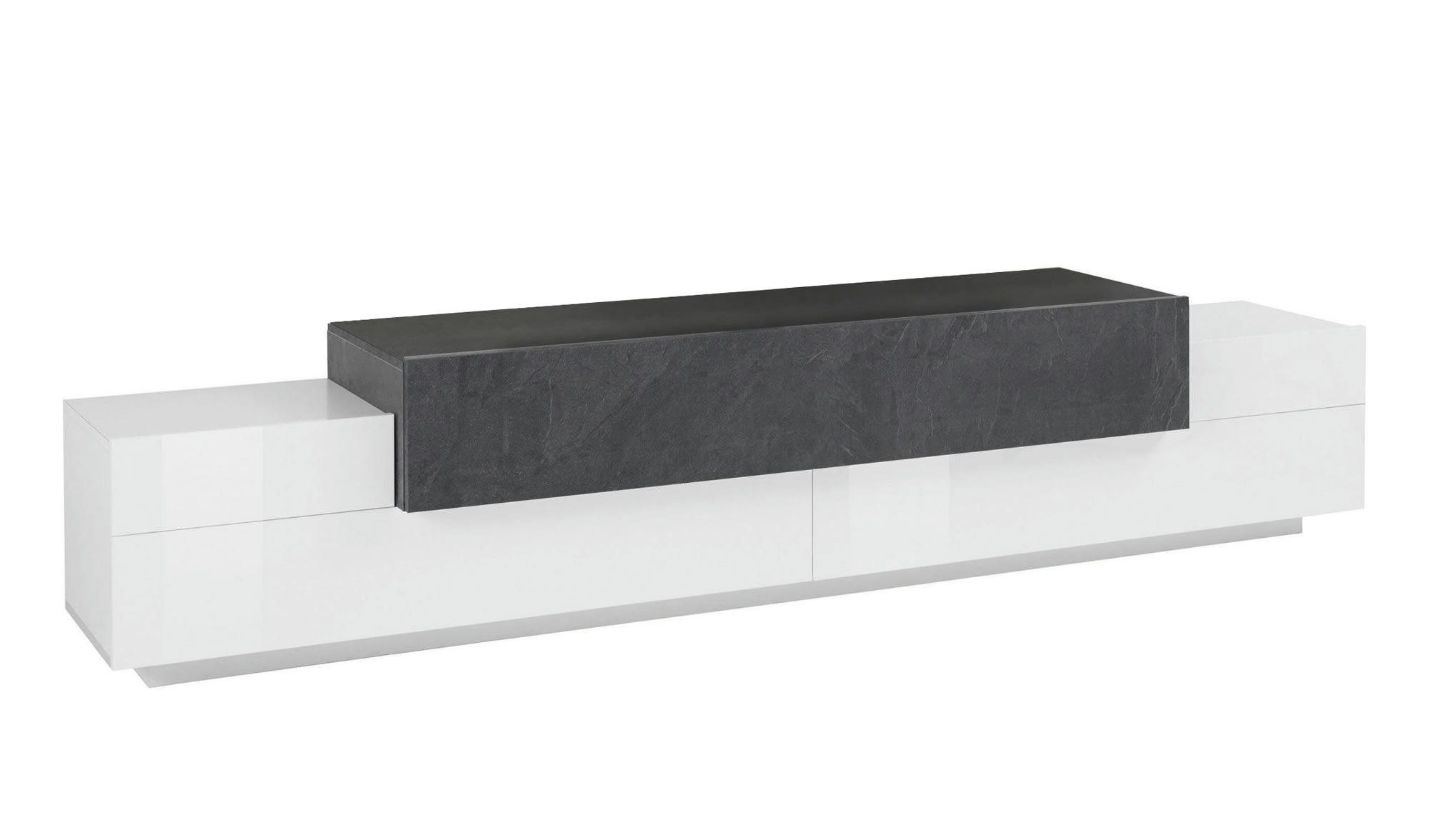 - Meuble tv de salon effet bois blanc