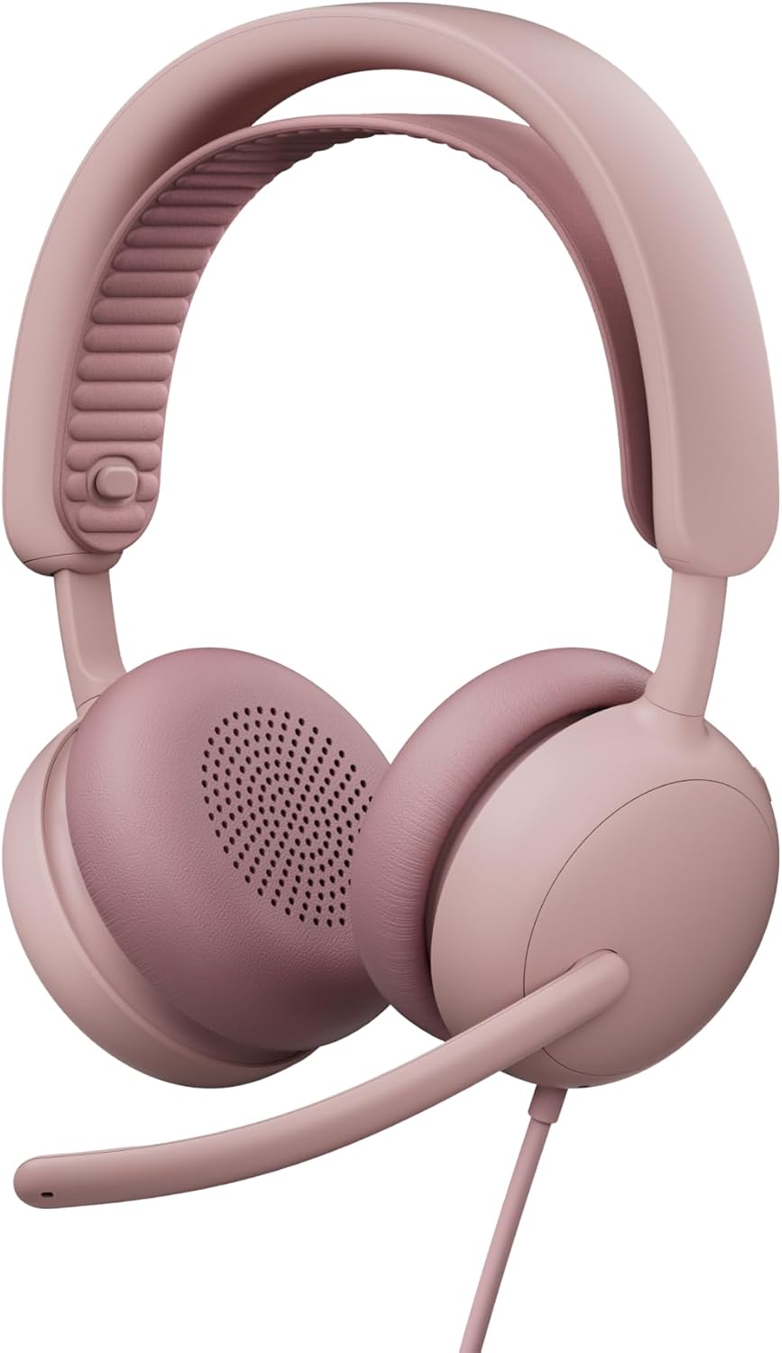 Logitech Zone Wired 2 - Noise-Canceling Headset with Adaptive Hybrid ANC, USB-C with USB-A Adapter - Rose