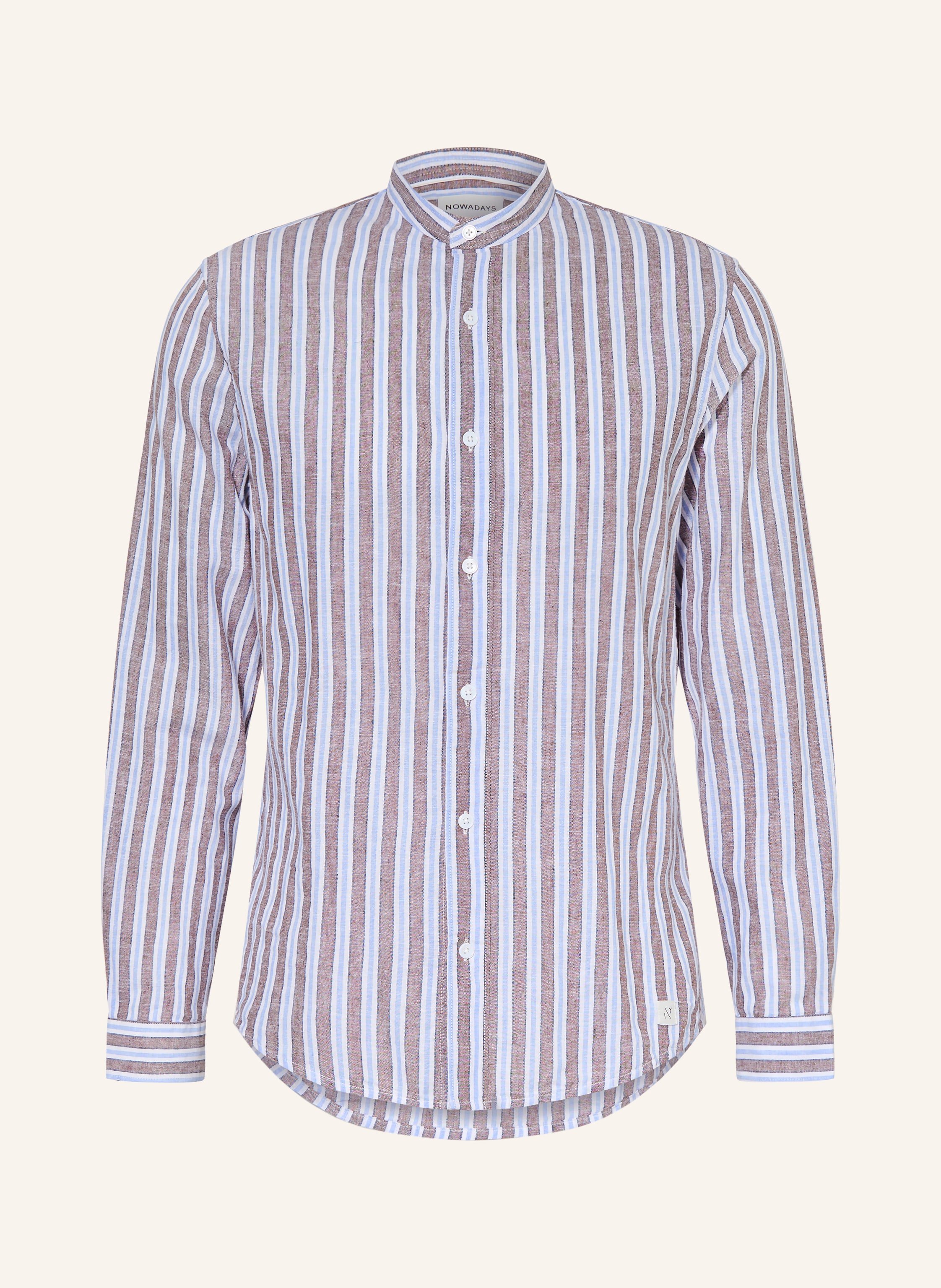NOWADAYS Hemd Comfort Fit mit Leinen und Stehkragen