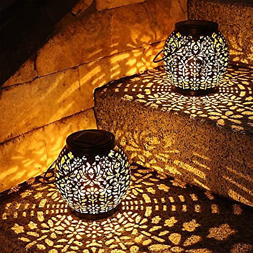 Lanterne Solaire Exterieur, 2 Paquets LED Lampe Solaires de Jardin IP65 étanche Blanc Chaud
