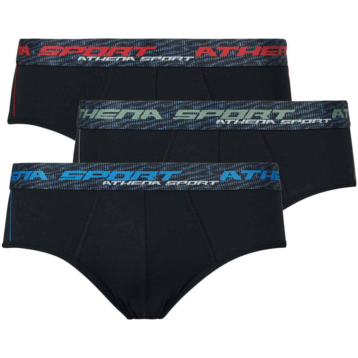 Athena - TRANING DRY Pack de 3 - Black / Blue / Black / Kaki / Black / Red