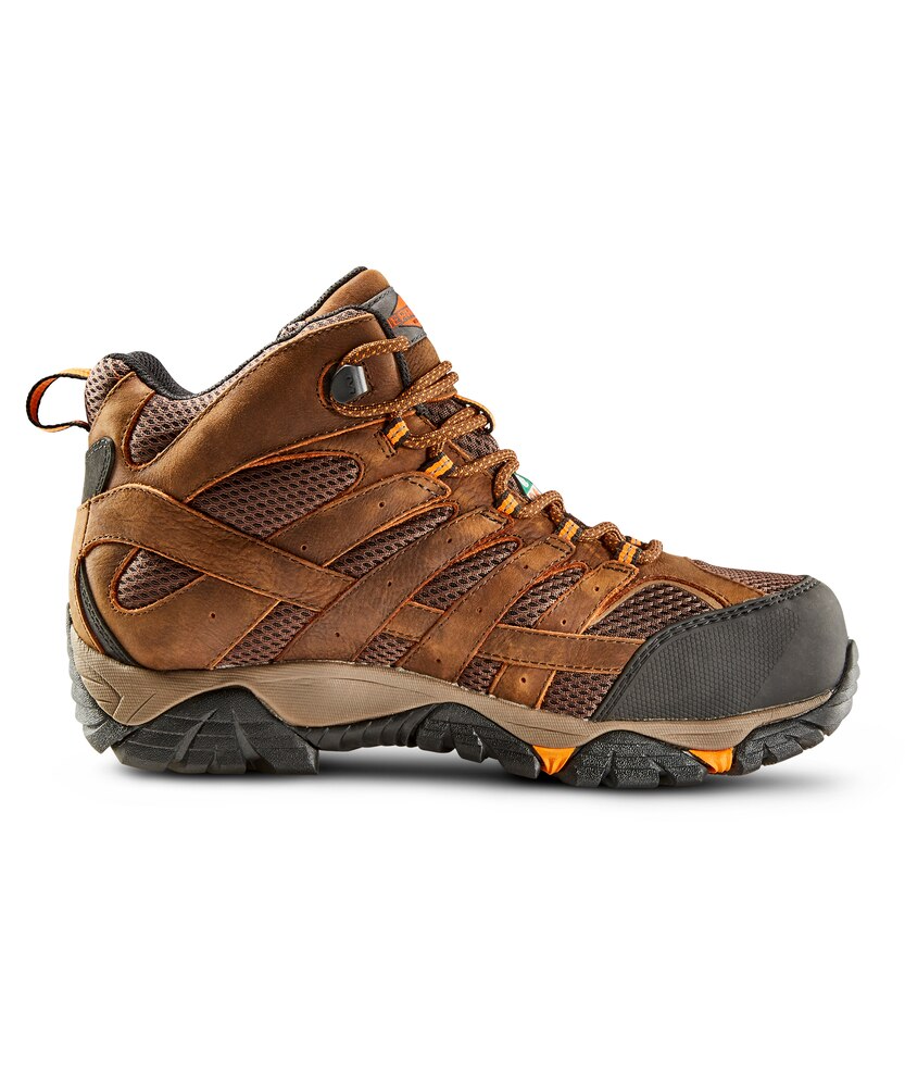 Merrell Work Men's Composite Toe Composite Plate Moab Vertex Mid-Cut Safety Boots - Taupe Grey