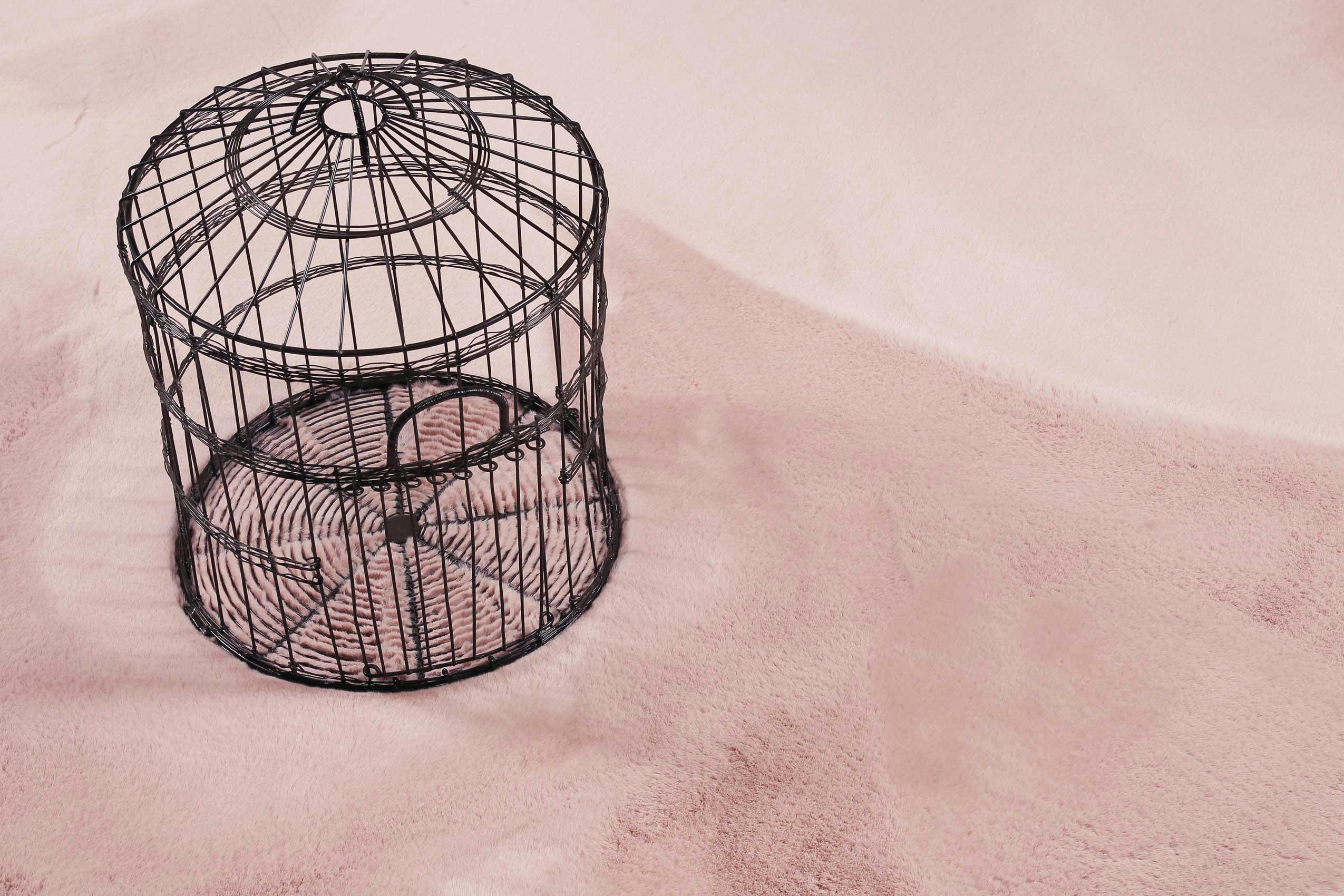 ALICE - Tapis effet peau de lapin doux tufté rose rond D200