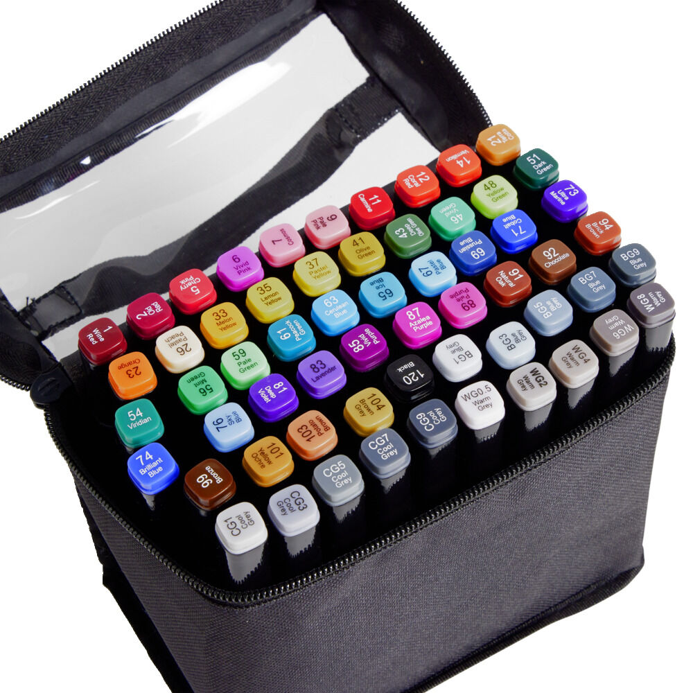 Set créatif avec 60 marqueurs double pointe et 1 trousse