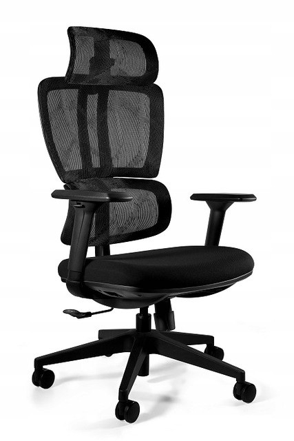Ergonomiczny fotel biurowy DEAL 023H czarny tkanina/siatka