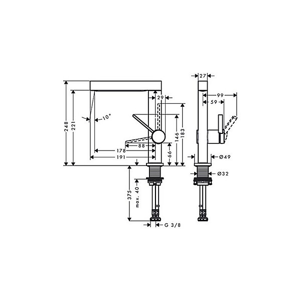 Lot de 2 mitigeurs lavabo HANSGROHE Finoris 230   bonde Push-Open Chromé