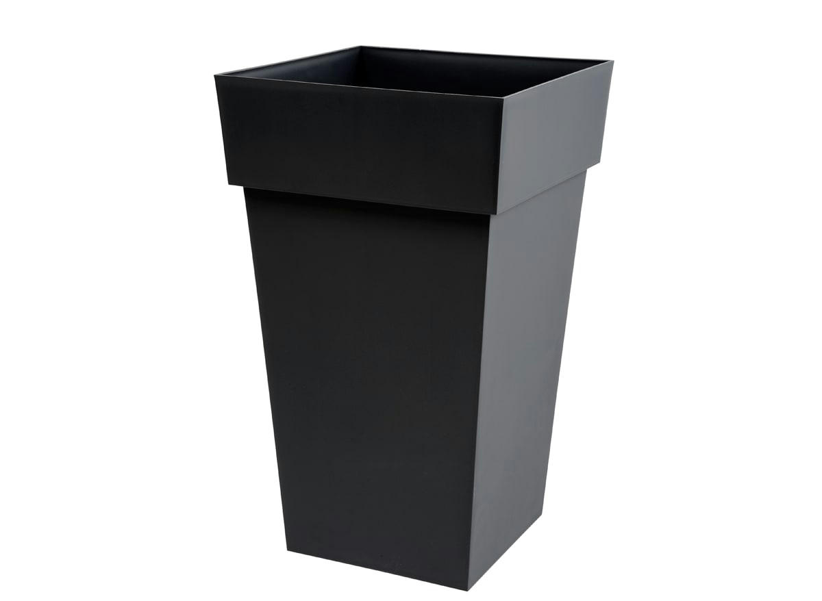 TOSCANE - Pot de fleur carré 39x39x65 cm en polypropylène anthracite