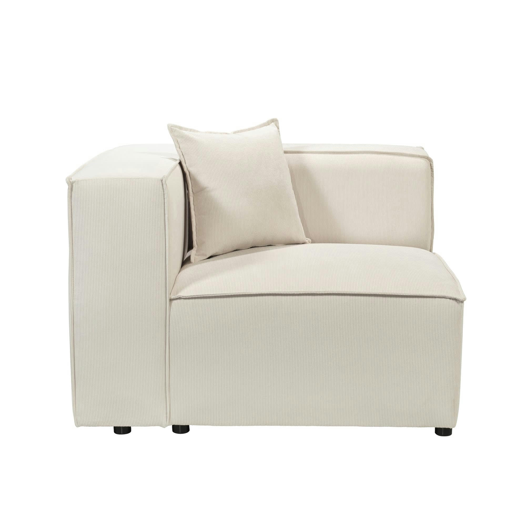 LIVAL - Angle gauche pour canapé modulable en velours côtelé beige