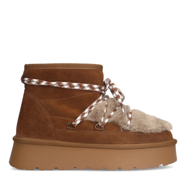 Bruine suède enkelboots met wol