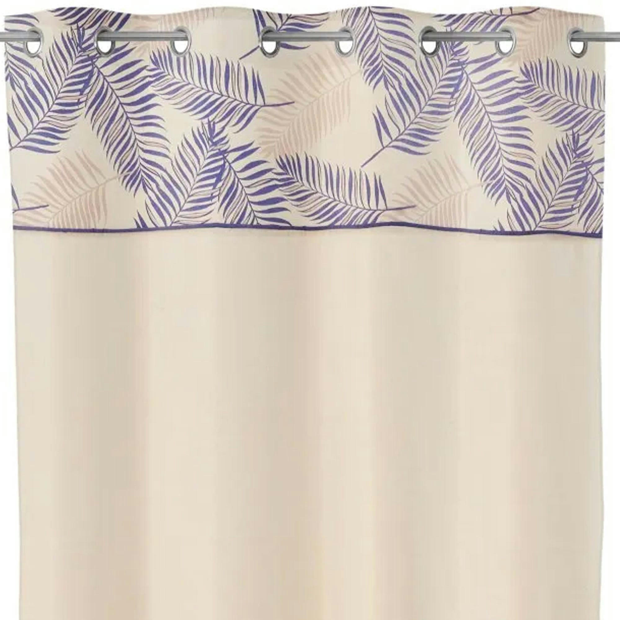 - Rideau à oeillets bleu et beige feuillage à l'unité 140x260cm