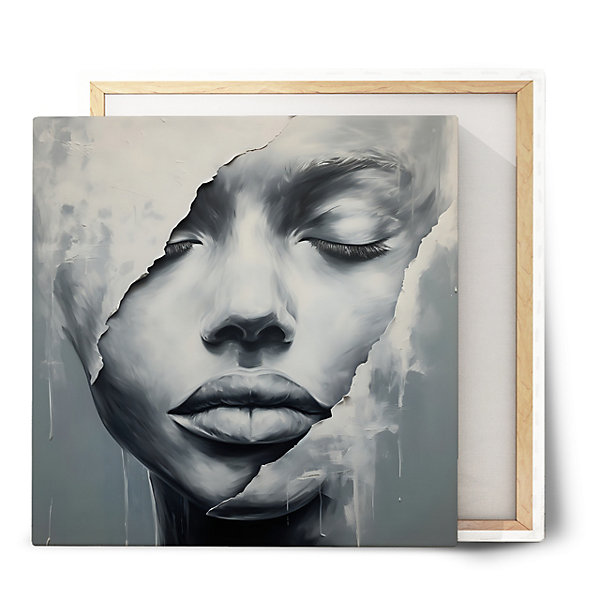 Impression Sur Toile Visage Abstraction 50cm x 50cm- Parfait pour décorer votre salon, chambre ou bureau avec un design unique e