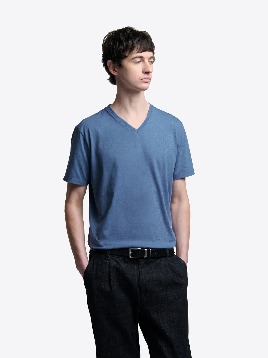 T-shirt col V en coton Supima®