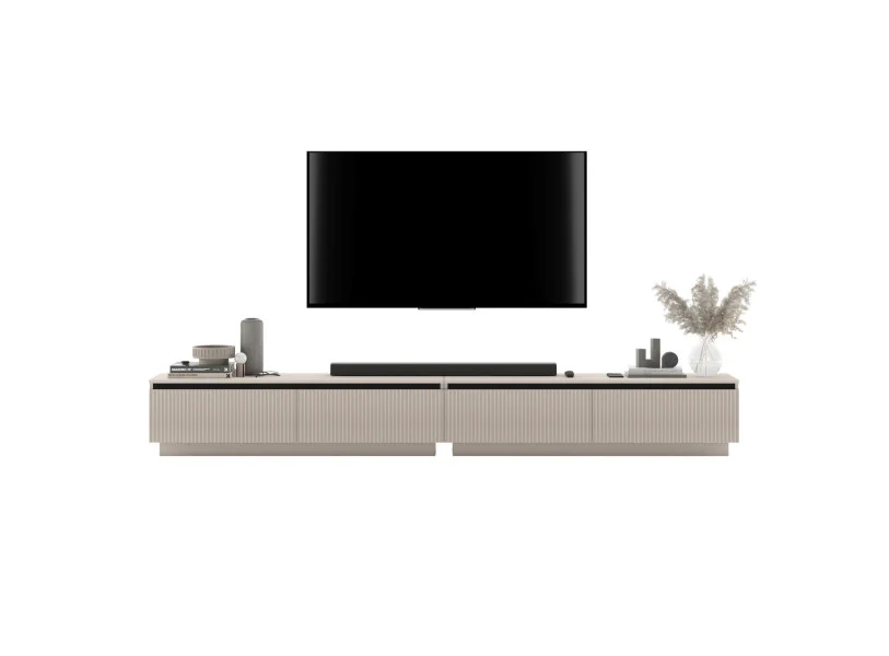 UniwersalnaSzafka RTV Glamour Komoda Kaszmir MAT ryflowane fronty 280 cm