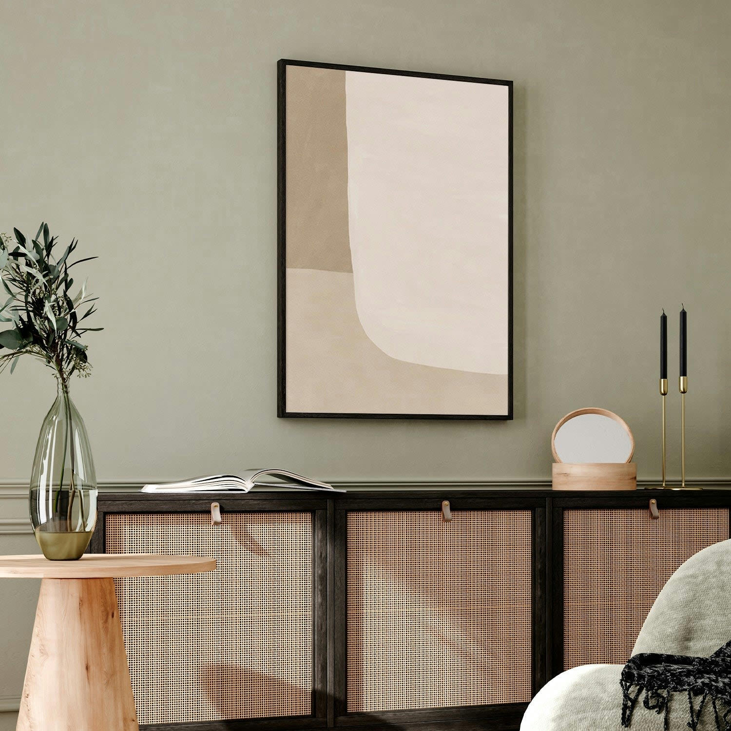 MINIMALISMO - Affiche avec cadre noir -  géométrie abstraite - 50x70