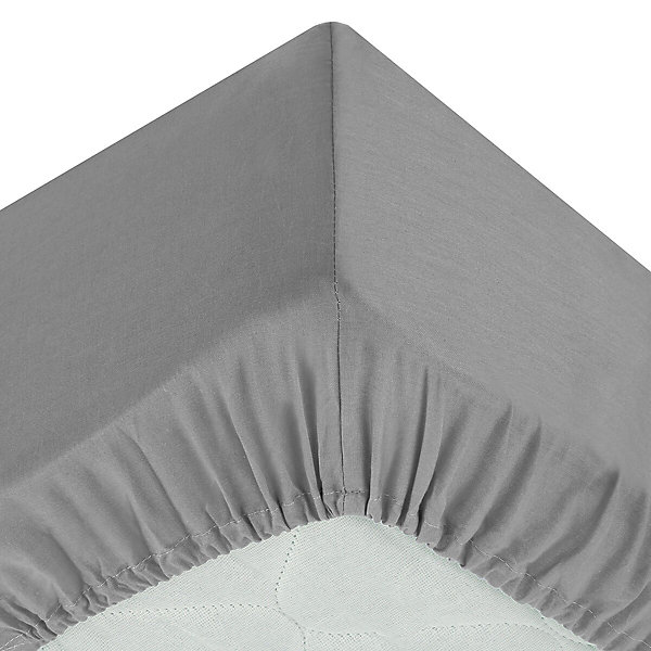 Drap housse percale de coton uni 180 x 200 cm Harmonie gris