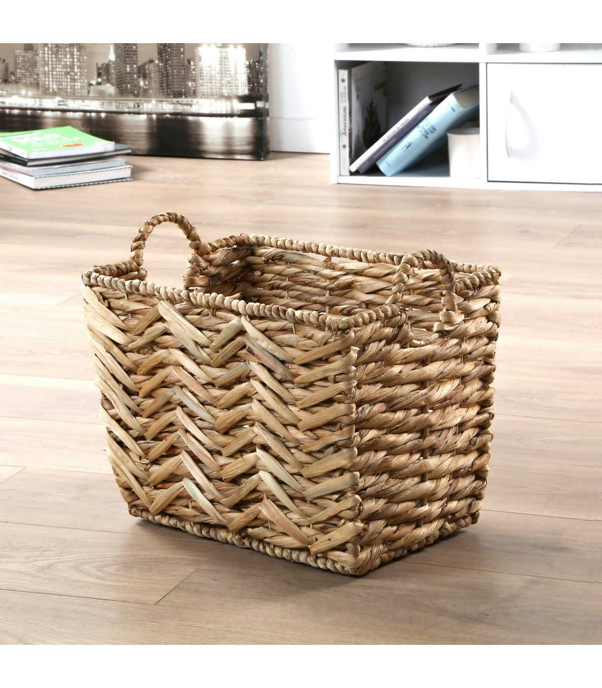 - Panier haut en jacinthe d'eau petit modèle - H30 cm