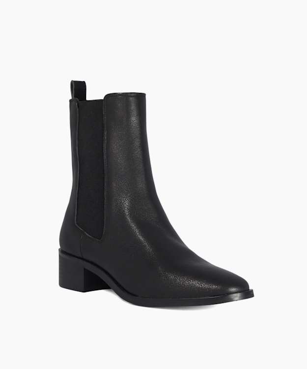 Pryia Black - Leather Slip-On Ankle Boots