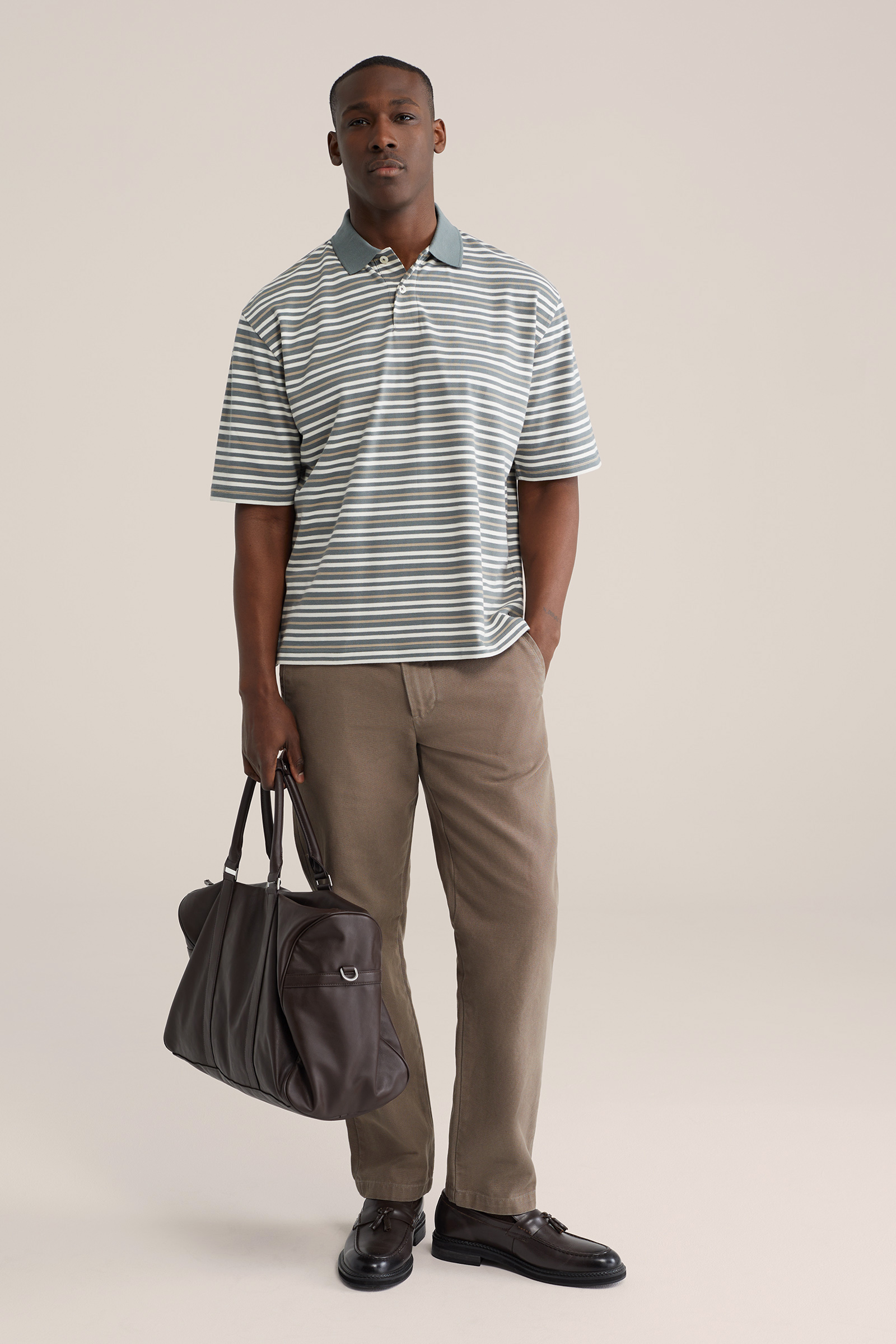 Heren boxy fit polo met print