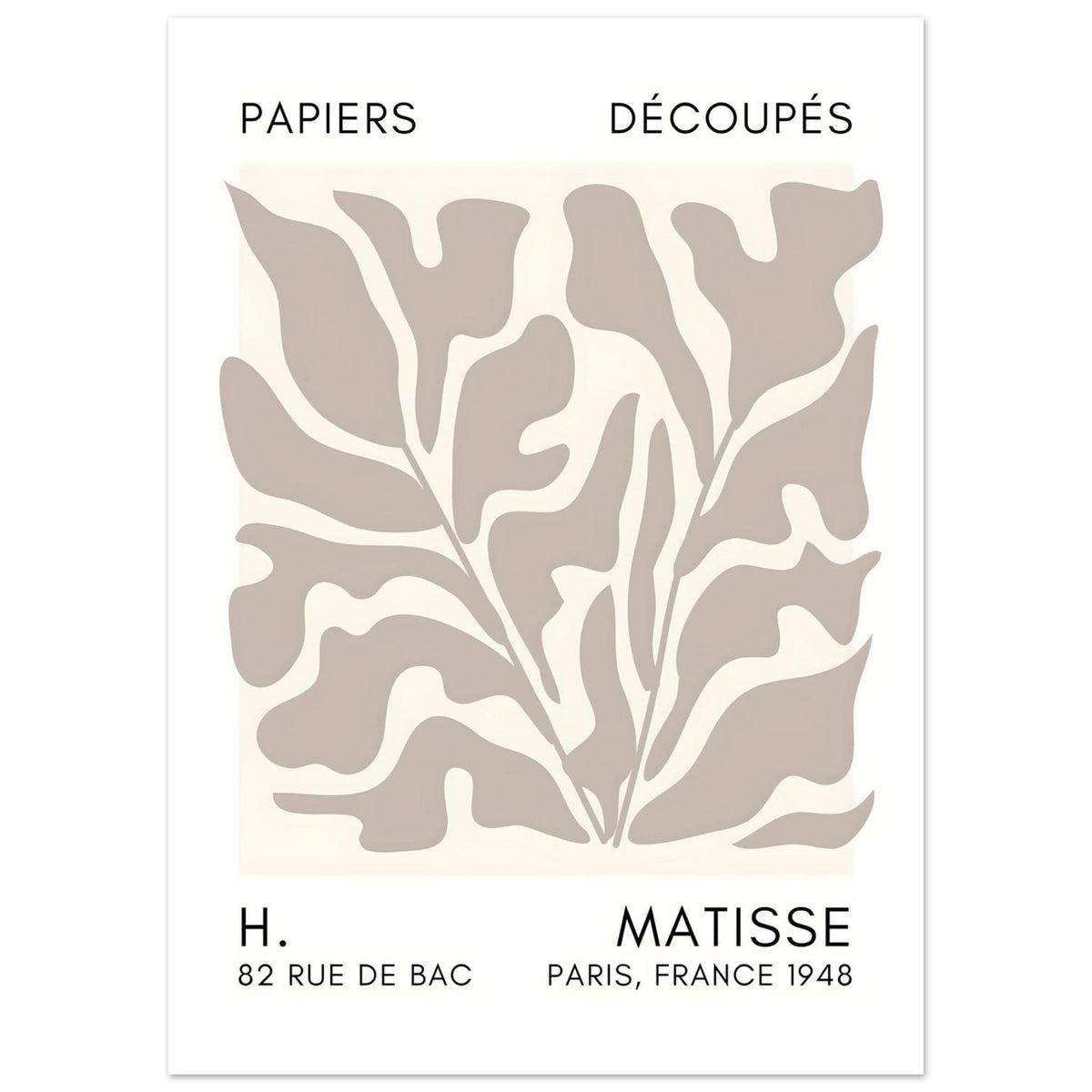Artfulprints Poster Matisse – Seabed shapes grey  - 50x70 cm - Grijs