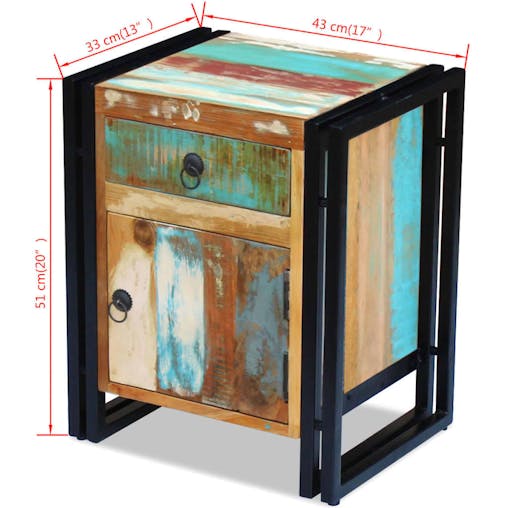 NNEVL Bedside Cabinet Solid Reclaimed Wood