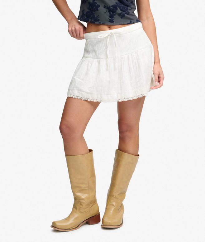 Broderie Trim Mini Skirt