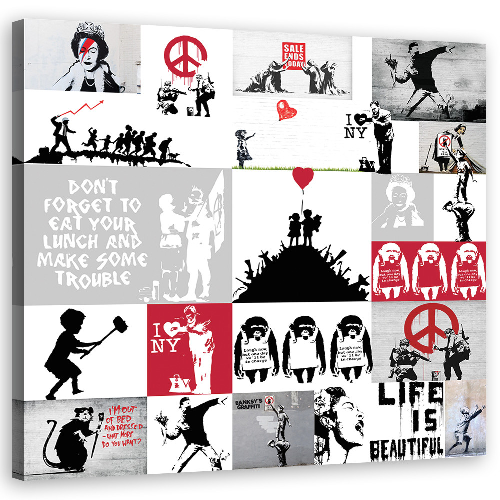Feeby Obraz Banksy street art graffiti kolaż 30x30