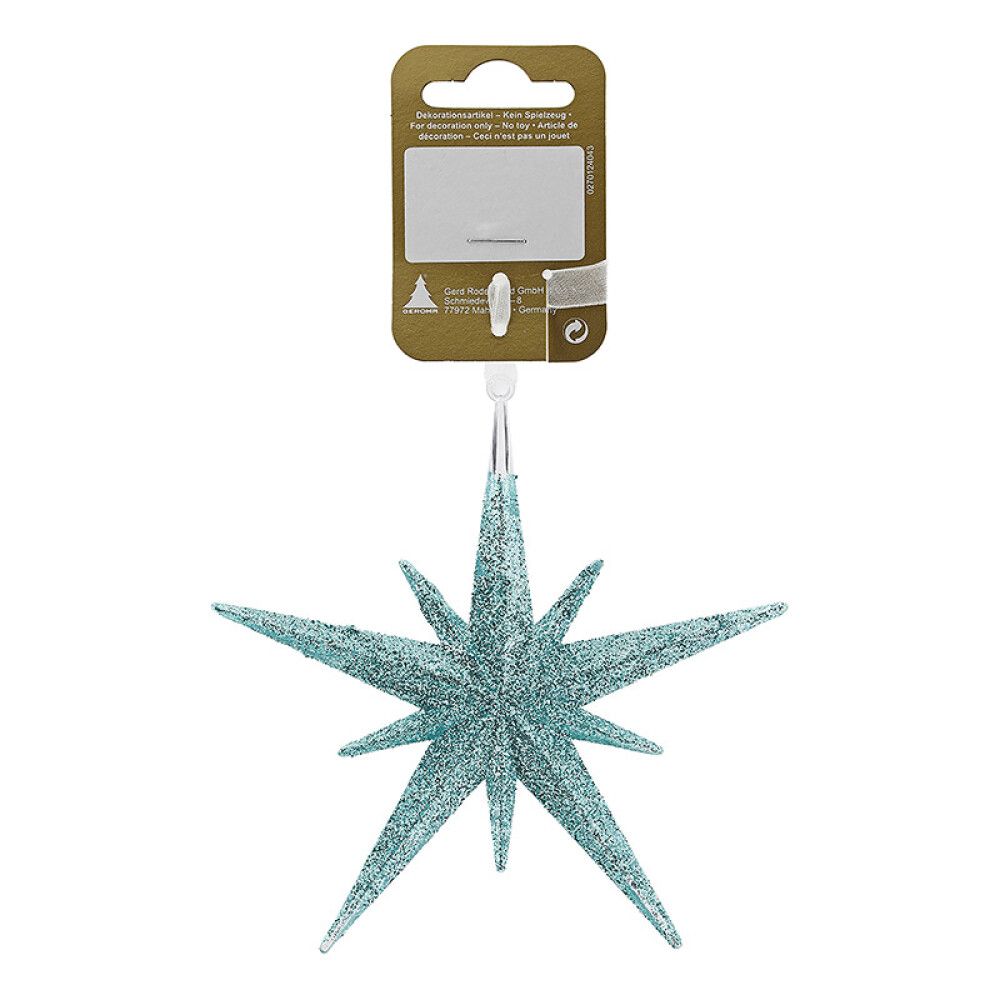 JULETREPYNT STJERNE GLITTER Ø11CM LYS BLÅ