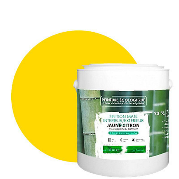 Jaune Citron Peinture interieur exterieur aspect mat Natura - Jaune Citron - 2.5L