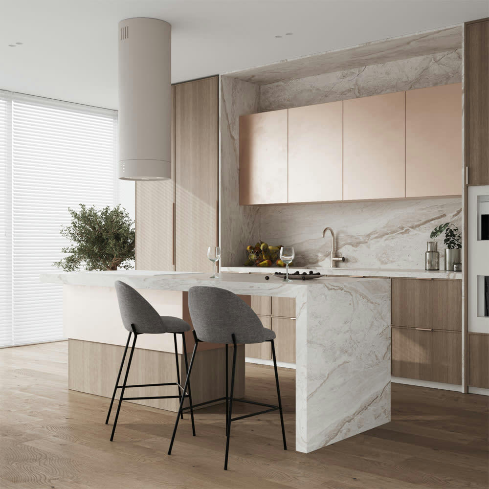 KARL - Chaise de bar en tissu chiné gris foncé 66 cm (lot de 2)