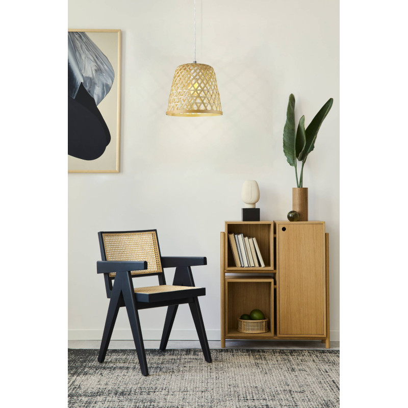 Suspension Kirkcolm bois naturel Ø 30 cm E27 60 W EGLO