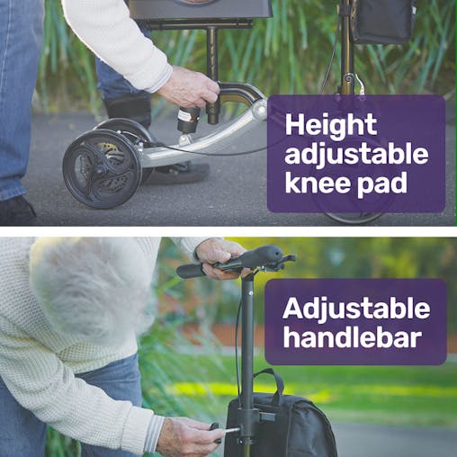 NNEMB Knee Scooter Walker-Disc Brake-Suspension-Bag-Broken Leg Ankle Foot Mobility-Crutches Alternative
