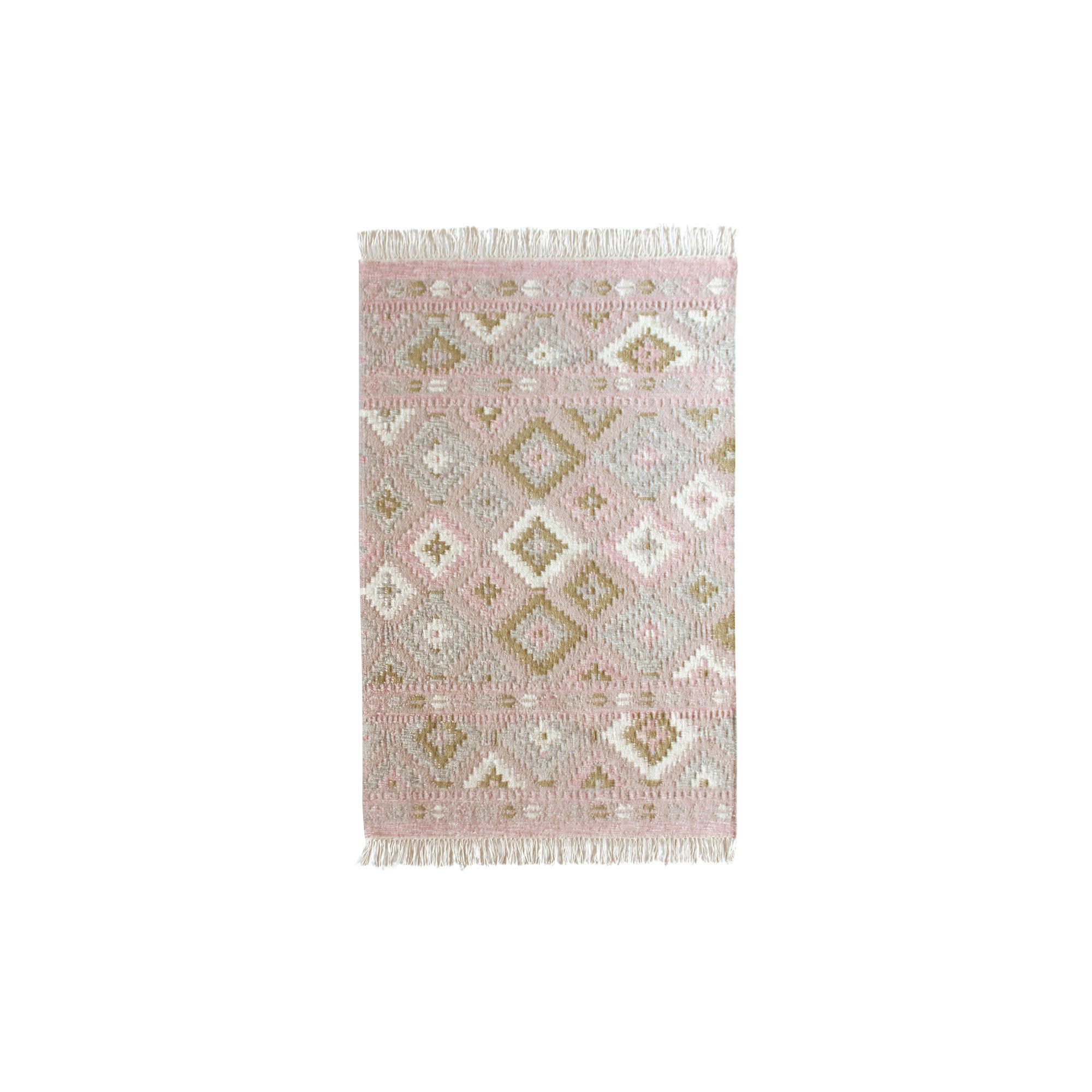 BLUSH - Tapis en jute, laine kilim et coton rose 150x100cm