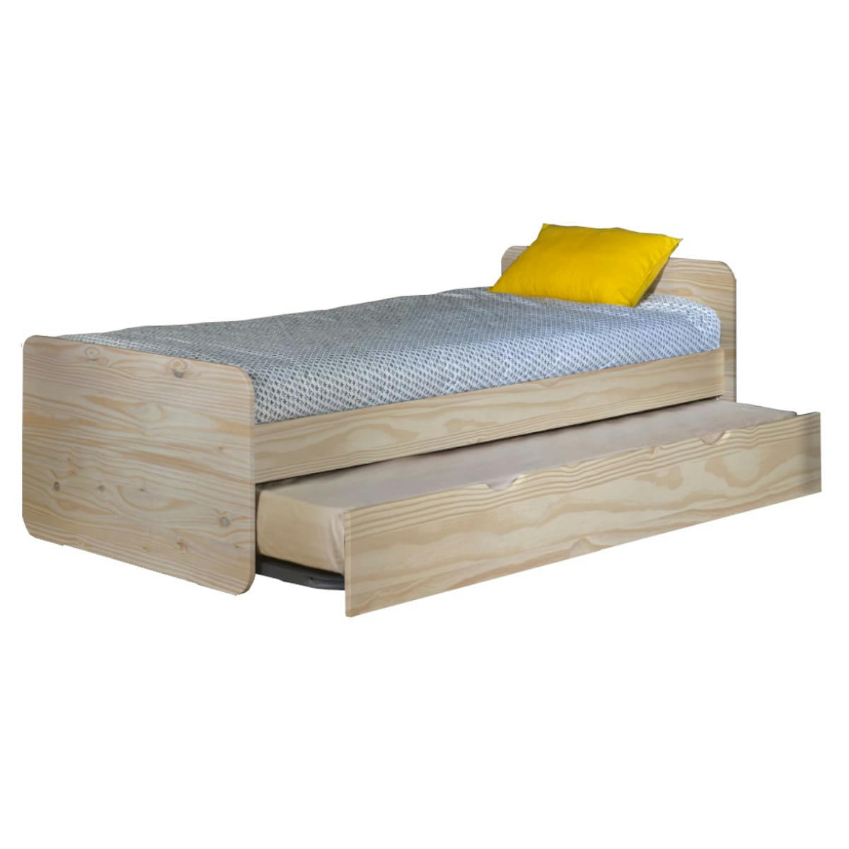 LUPIN - Pack lit gigogne avec 2 matelas 90x190 cm bois massif bois