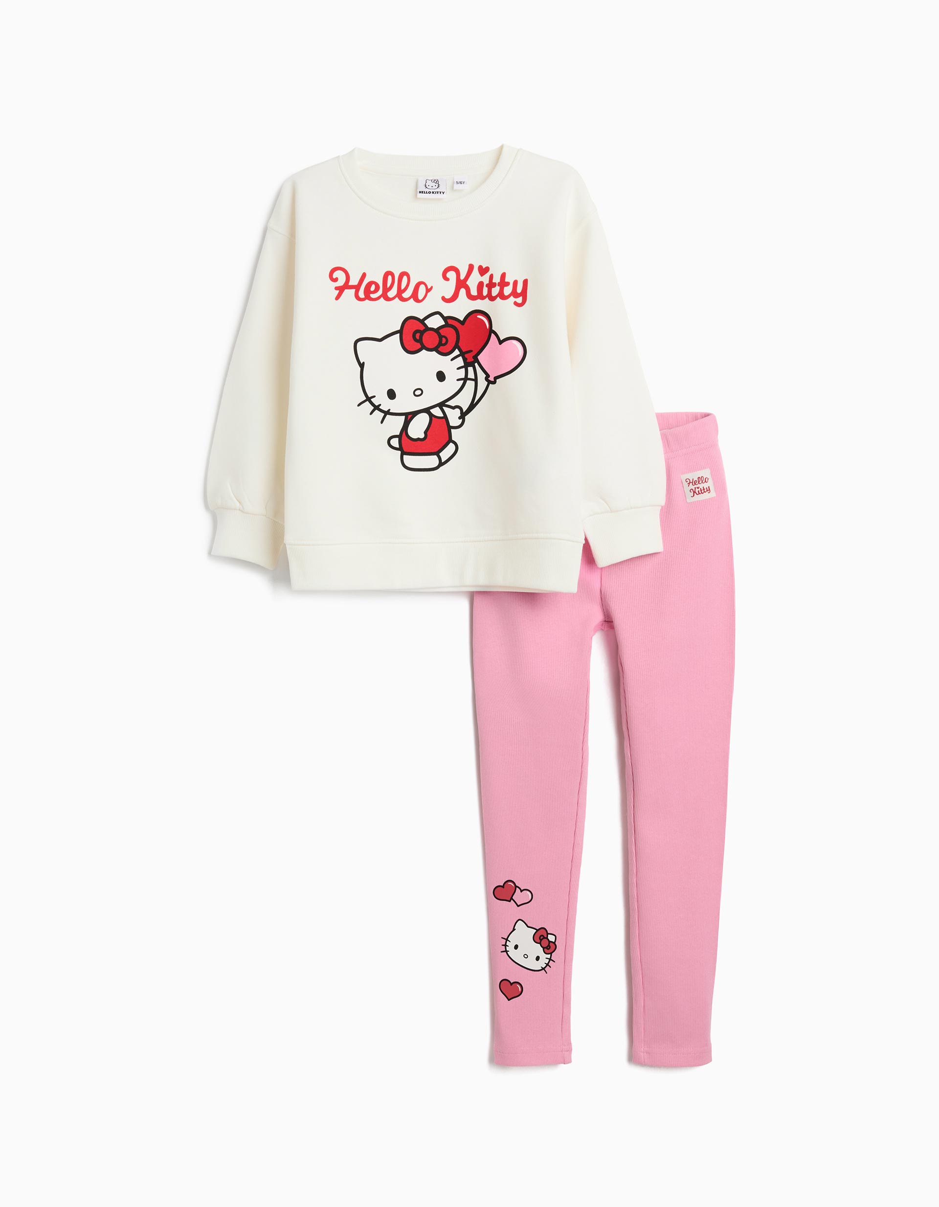 Conjunto Sweatshirt e Leggings 'Hello Kitty', Menina, Branco