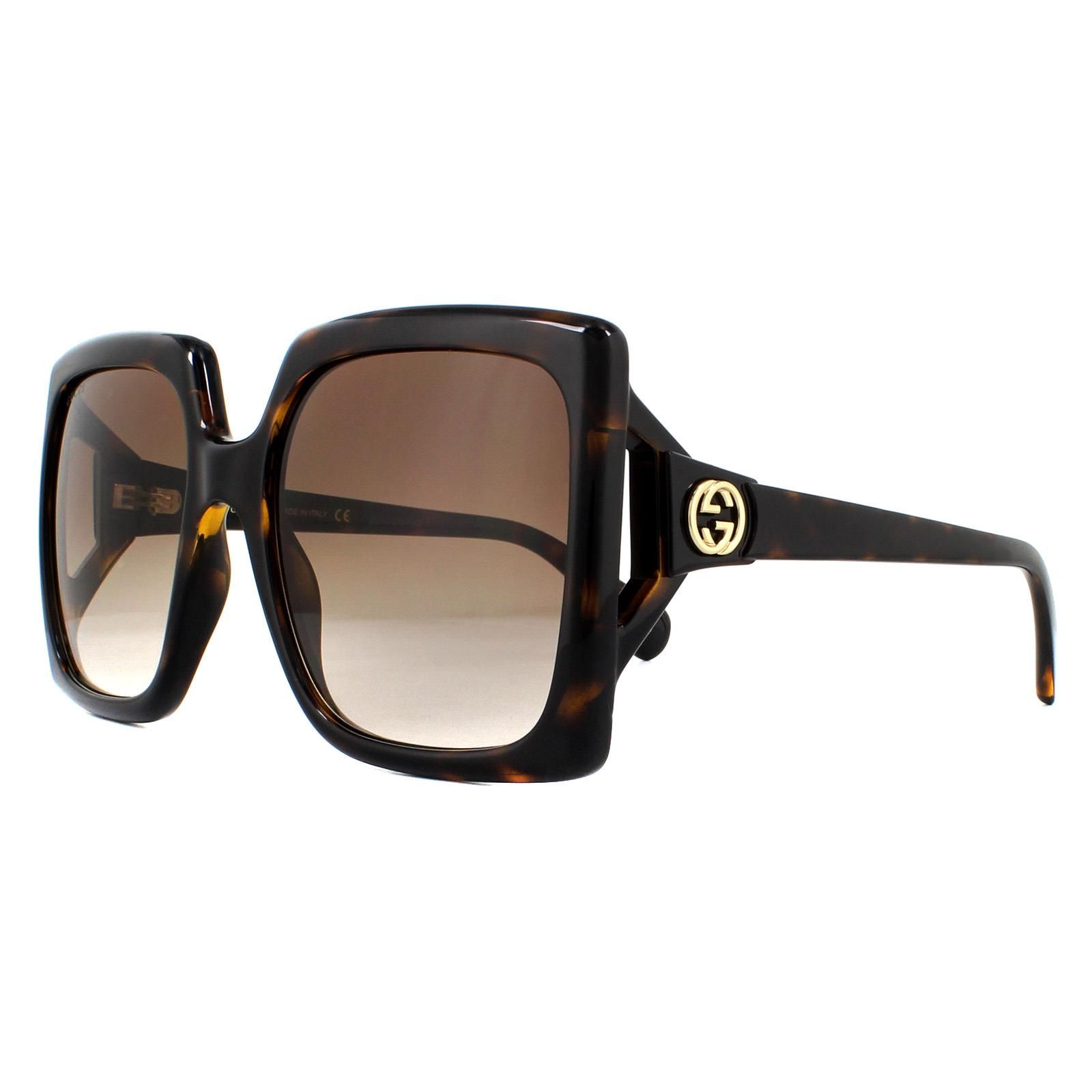 Gucci Square Dark Havana Brown Gradient Sunglasses