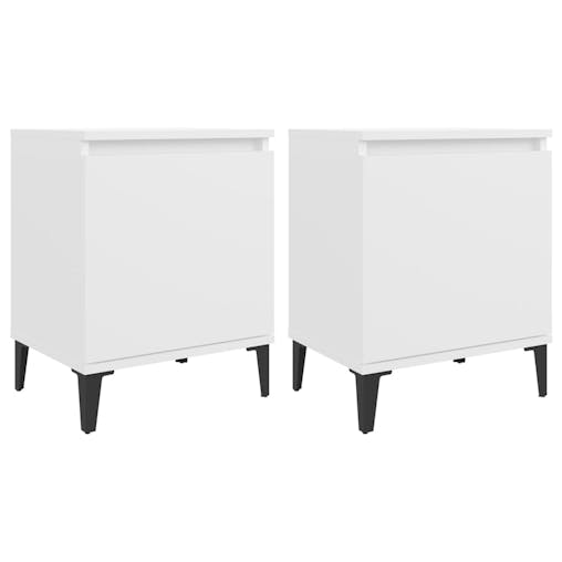 NNEVL Bed Cabinets with Metal Legs 2 pcs White 40x30x50 cm