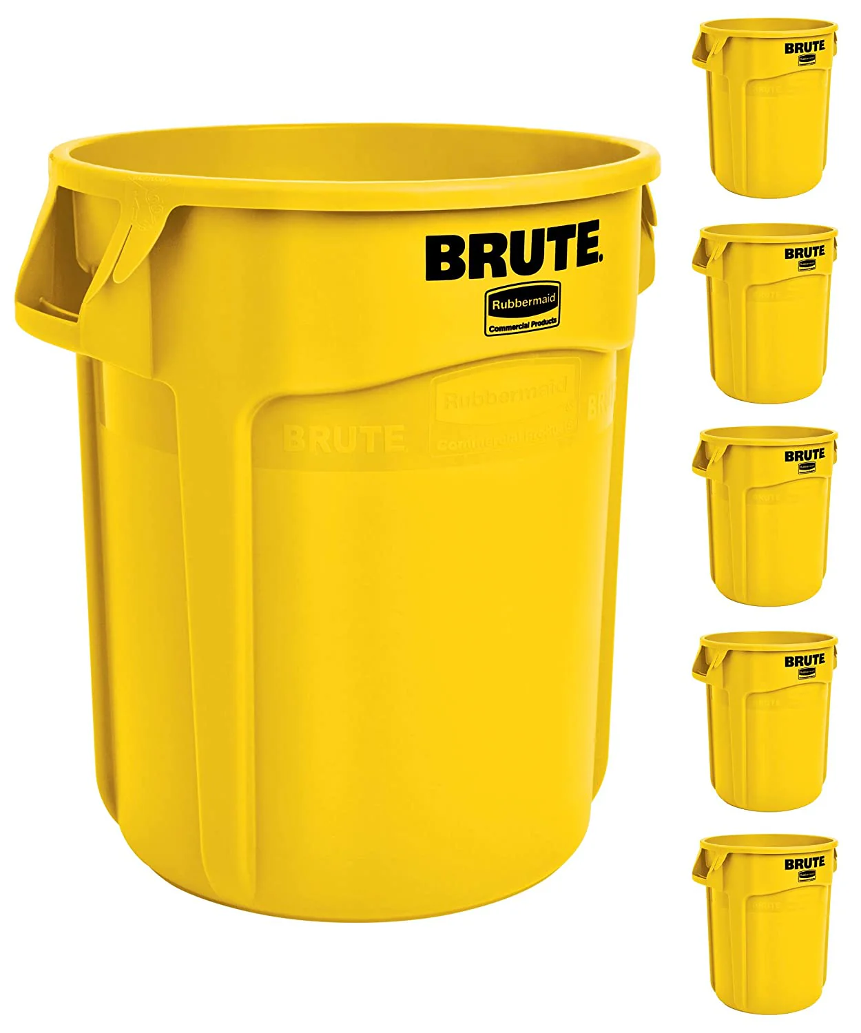 Yellow Heavy-Duty Trash/Garbage Can, (Pack of 6)